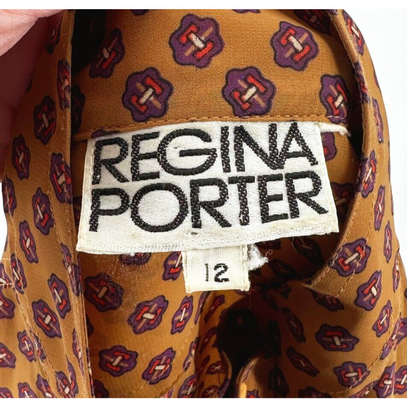 Vintage 80s 90s Regina Porter Blouse Top Size 12 Print Semi Sheer Retro Career - Picture 5 of 5